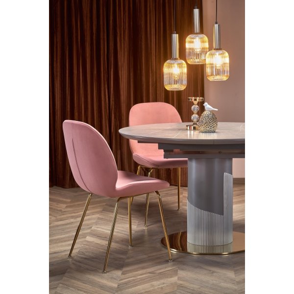 Muscat eettafel 120-160 x 120 cm - Grijs marmer/lichtgrijs/goud Muscat eettafel 120-160 x 120 cm - Grijs marmer/lichtgrijs/goud