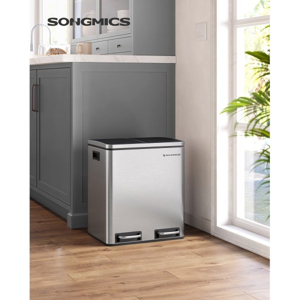 Poubelle Daloa 35 l - Argent/noir