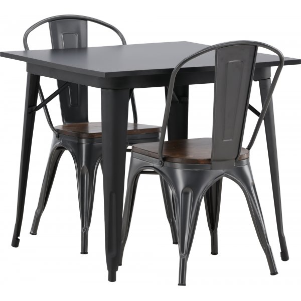 Tempe matgrupp, stlbord med 2 st stlstolar - Svart/valnt + 2.00 x Stolsdyna
