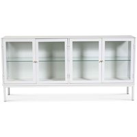 Cliff sideboard i plåt med 4 dörrar - Vit / Klarglas Cliff sideboard i plåt med 4 dörrar - Vit / Klarglas