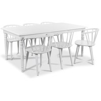 Nomi matgrupp 180 cm bord med 6 st vita Fredrik Pinnstolar med karm Nomi matgrupp 180 cm bord med 6 st vita Fredrik Pinnstolar med karm