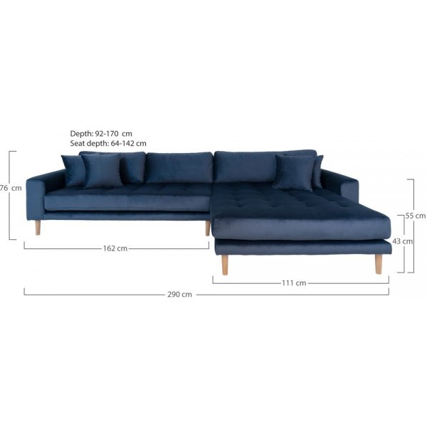 Canap divan Lido droit - Velours bleu fonc