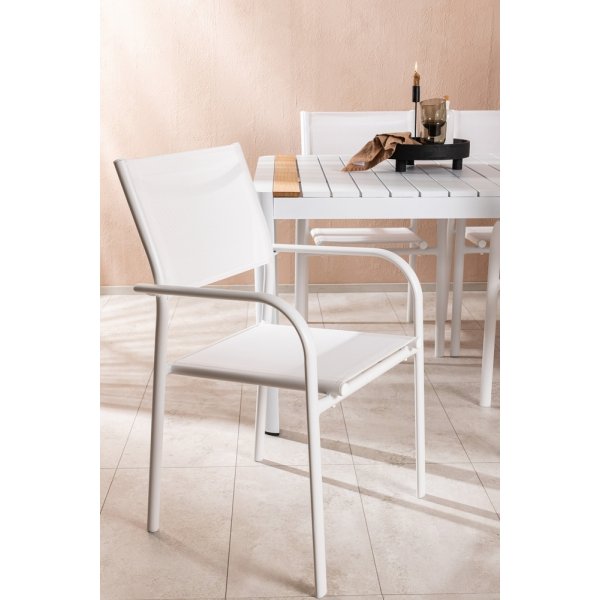 Togo utematgrupp med 6 st Santorini stolar - Teak/Vit