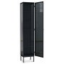 Revel vitrinskp 200x40 cm - Svart / Tonat glas + Mbeltassar