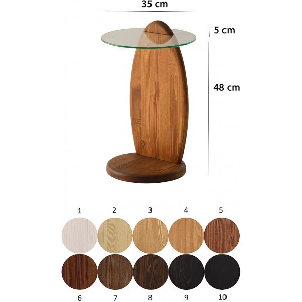 Surf bijzettafel Ø35 cm - Kastanje/helder glas Surf bijzettafel Ø35 cm - Kastanje/helder glas
