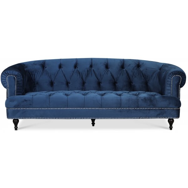 Chesterfield Oxford 3-sits soffa - Bl sammet