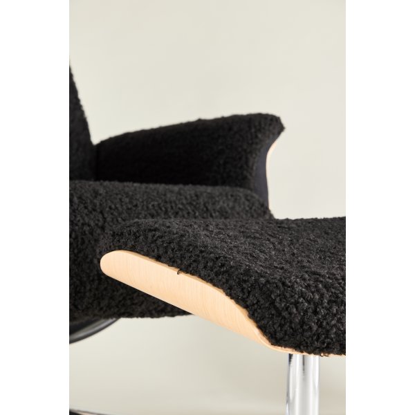 Hagn reclinerftlj med fotpall - Svart/oljad ek + Textilrengring fr mbler