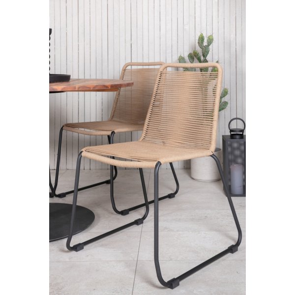 Cot utematgrupp med 4 st Lindos stolar - Beige/Svart/Natur