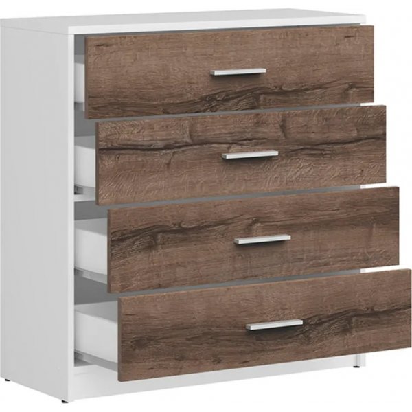 Nepo Plus ladekast - Wit/donker eiken Nepo Plus ladekast - Wit/donker eiken