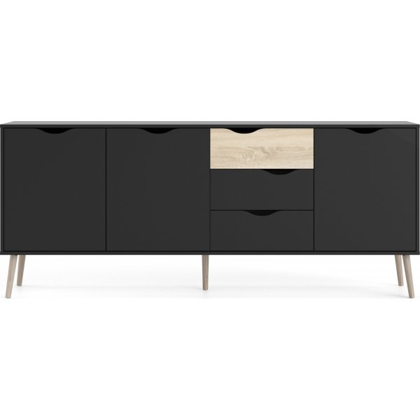 Oslo sk�nk med 3 sk�p och 3 l�dor - Svart/ek