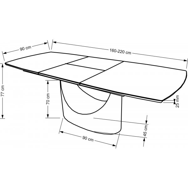 Table à manger Osman 160-220 x 90 cm - Marbre blanc/noir Table à manger Osman 160-220 x 90 cm - Marbre blanc/noir