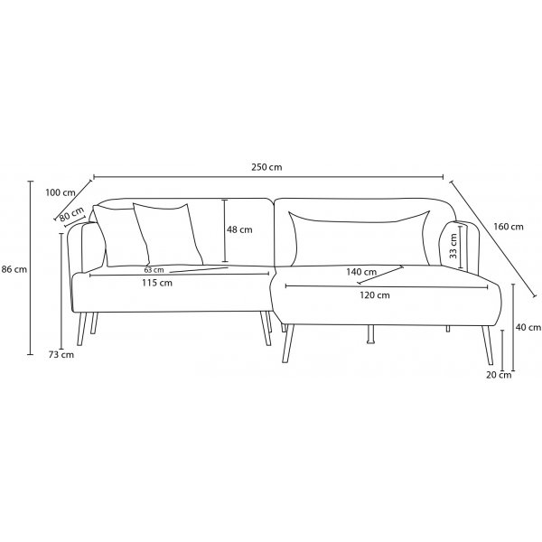 Canapé-lit Revos à droite - Gris Canapé-lit Revos à droite - Gris