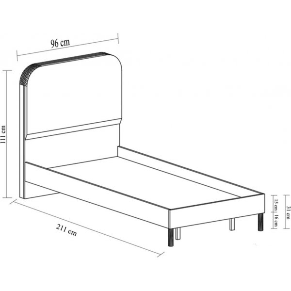 Lody enkelsäng 90 x 200 cm - Grå Lody enkelsäng 90 x 200 cm - Grå