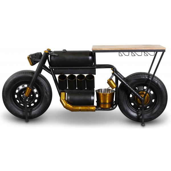 Vector biker motorcykel barbord/bardisk - Svart/guldig
