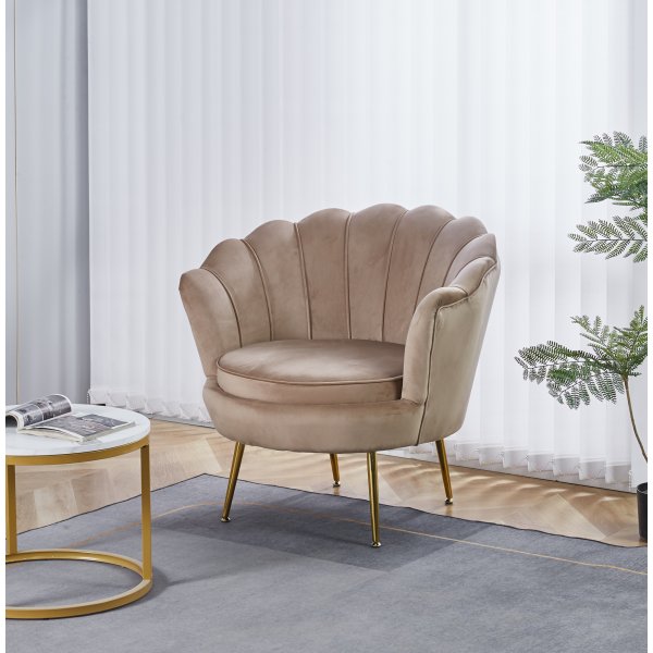 Ftlj i mrk beige sammet/mssing - Kingsley + Textilrengring fr mbler