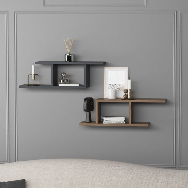 Deren vägghylla - Antracit/valnöt Deren vägghylla - Antracit/valnöt