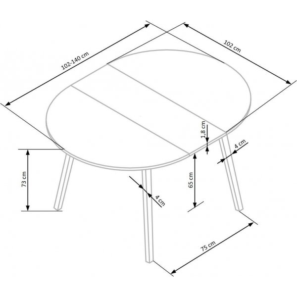 Table ronde extensible blanche Caliss Ø102 + 40 cm Table ronde extensible blanche Caliss Ø102 + 40 cm