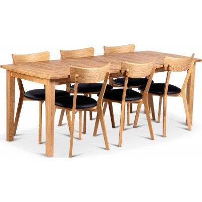 Visby matbord 160-210x90 cm med 6 st Vxj stolar