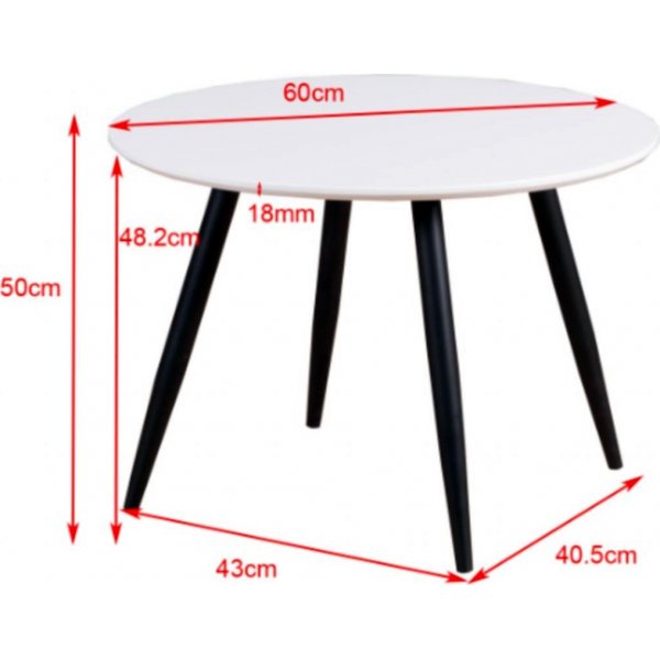 Paradis kindertafel 60 cm - Wit/zwart