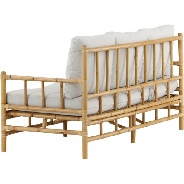 Canapé 3 places Canne - Gris clair/Naturel Canapé 3 places Canne - Gris clair/Naturel