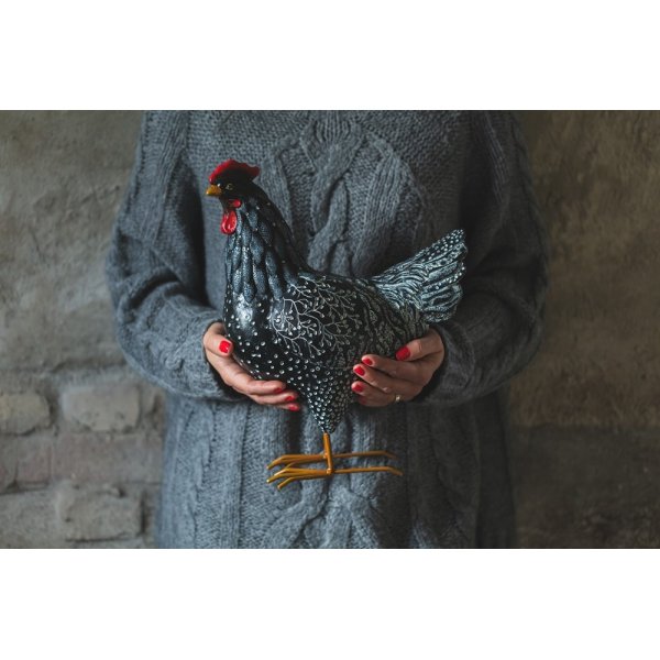 Dcoration poule 31 x 18 x 39 cm - Noir
