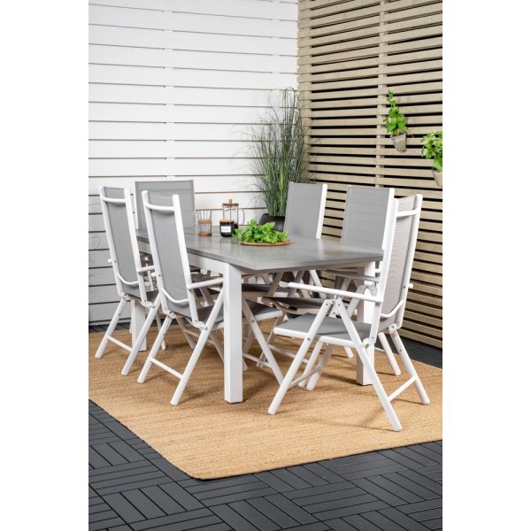 Albany utematgrupp med 6 st Break stolar - Grå/Vit Albany utematgrupp med 6 st Break stolar - Grå/Vit