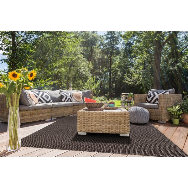 Pampero plat geweven vloerkleed Donkergrijs