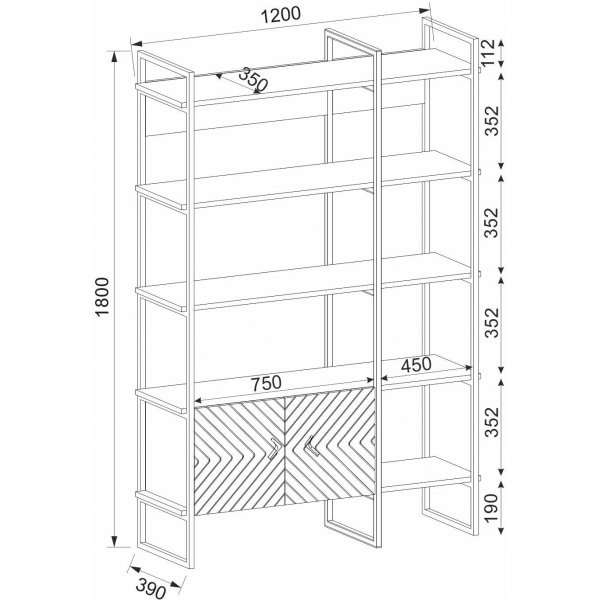 Bibliothèque Santana - Blanc/or Bibliothèque Santana - Blanc/or