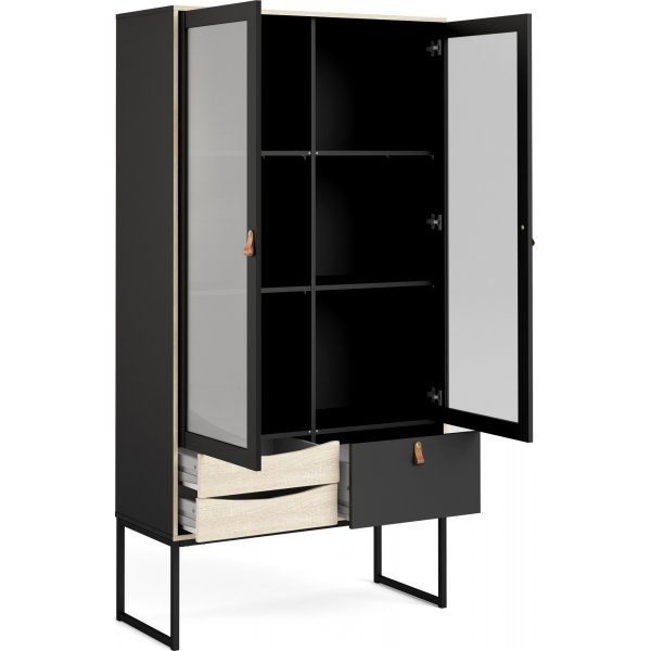 Stoppelvitrinekast - Zwart/eiken Stoppelvitrinekast - Zwart/eiken