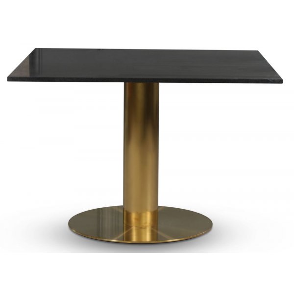 Empire matbord - Granit 90x90 cm / Borstad mssing