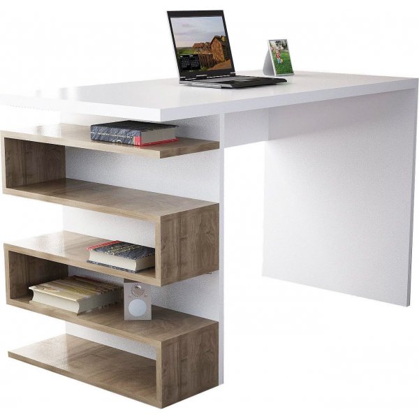 Snake skrivbord 120x60 cm - Vit/valnöt Snake skrivbord 120x60 cm - Vit/valnöt