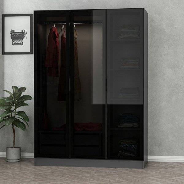 Armoire Cavolo 135 cm - Anthracite/noir