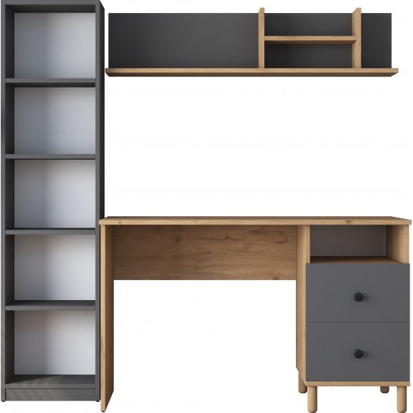 Bureau Hanna avec systme d\\\'tagres 15, 120 x 50 cm - Noyer/anthracite