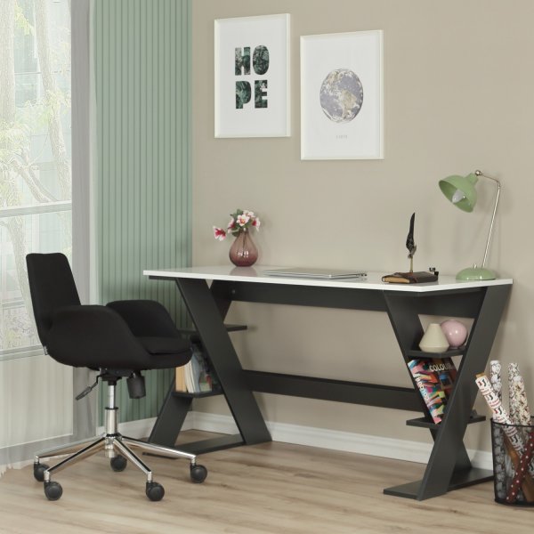 Lungo skrivbord 140 x 60 cm - Antracit/vit Lungo skrivbord 140 x 60 cm - Antracit/vit