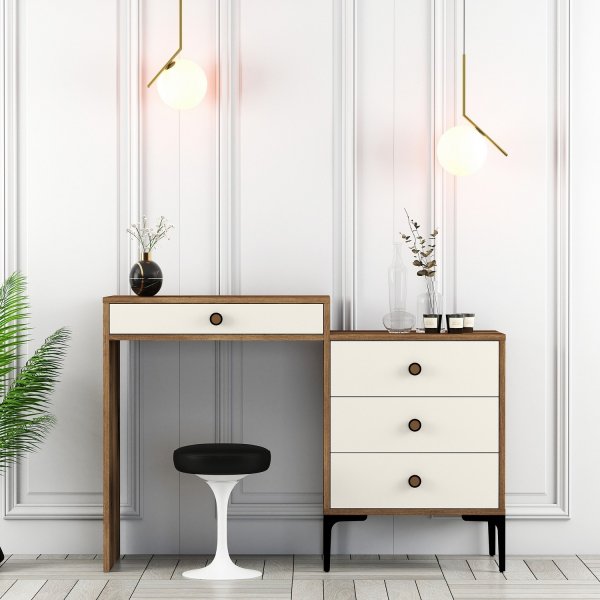 Lizbon kaptafel 124 x 40 cm - Walnoot/crème wit Lizbon kaptafel 124 x 40 cm - Walnoot/crème wit