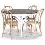 Skagen matgrupp; runt matbord 120 cm - Vit / brunbetsad ek med 4 st Danderyd No.18 stolar Whitewash