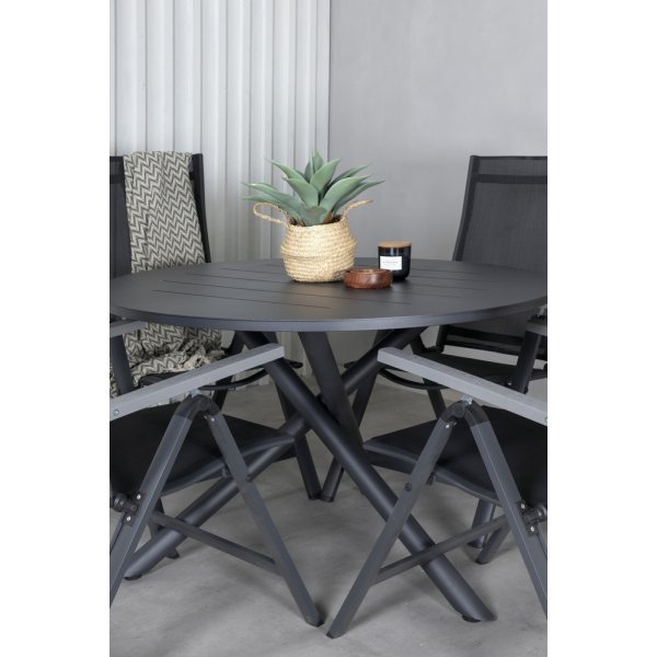 Alma utematgrupp med 4 st Albany stolar - Svart/Grå Alma utematgrupp med 4 st Albany stolar - Svart/Grå