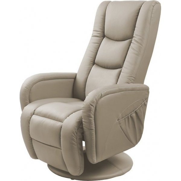 Massagefåtölj i beige PVC med fjärrkontroll Massagefåtölj i beige PVC med fjärrkontroll