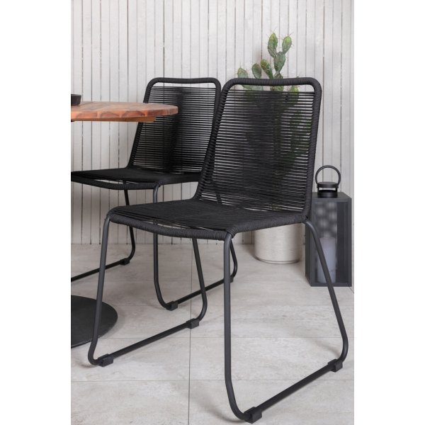 Cot utematgrupp med 4 st Lindos stolar - Svart/Natur