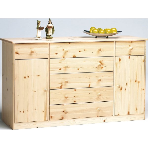 Buffet Mario avec 2 caissons et 7 tiroirs - Pin laqu