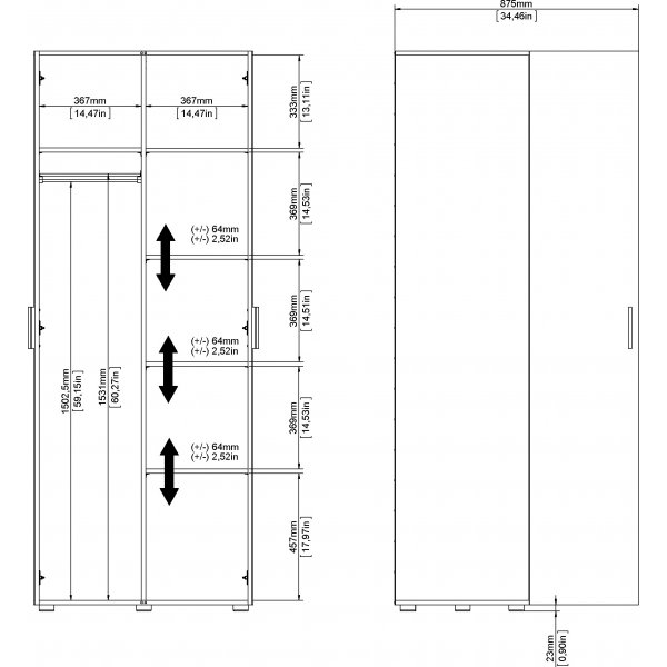 Pepe garderob med 2 drrar - Tryffel