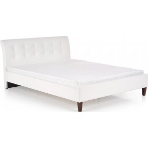 Cadre de lit transparent 160x200 cm avec tte de lit en simili cuir blanc