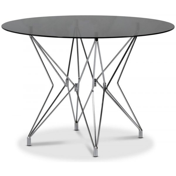 Zoo runt matbord med glasskiva 106 cm - Krom / Tonat glas