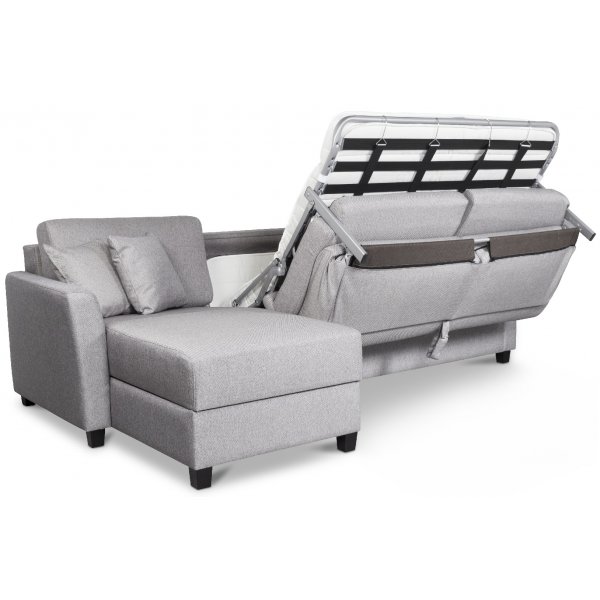 Bäddsoffa Saltarö Beddingeasy framåtbäddad med förvaring - Grå Bäddsoffa Saltarö Beddingeasy framåtbäddad med förvaring - Grå