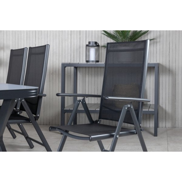 Groupe repas extérieur Virya avec 6 chaises Break - Noir/Gris Groupe repas extérieur Virya avec 6 chaises Break - Noir/Gris