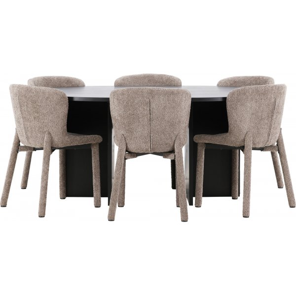 Matbord Strada med 6 st Astoria stolar - Brun/svart + 6.00 x Stolsdyna Matbord Strada med 6 st Astoria stolar - Brun/svart + 6.00 x Stolsdyna