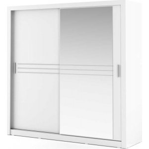 Armoire blanche Einar n 12 avec miroir et portes coulissantes 215x203 cm