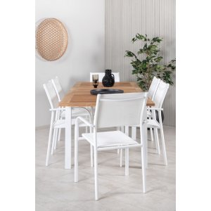 Groupe de repas extrieur Panama avec 6 chaises Santorini - Naturel/Blanc