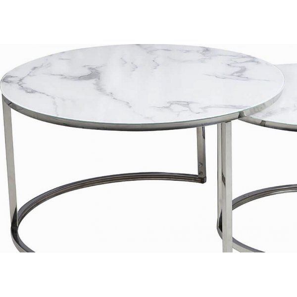 Harrisburg soffbord 80 x 80 cm - Vit/krom