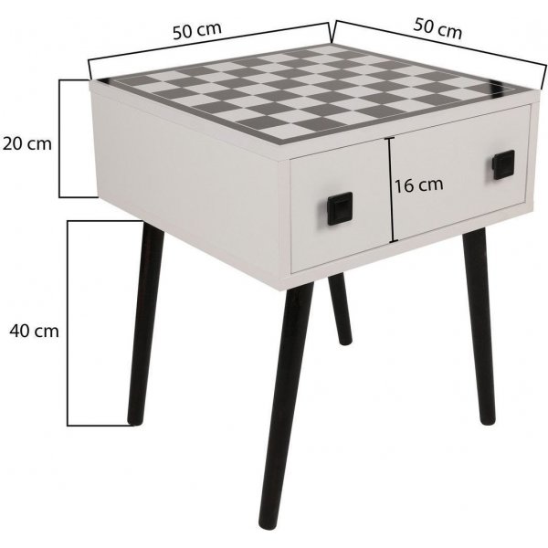 Chesso schaaktafel 50 x 50 cm - Wit/zwart Chesso schaaktafel 50 x 50 cm - Wit/zwart